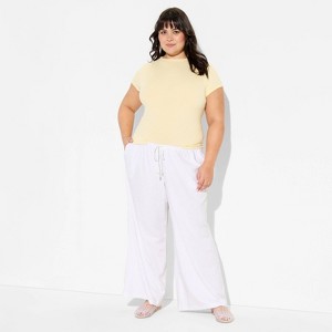 Women's Low-Rise Baggy Leg Linen Pull-On Pants - Wild Fable™ White