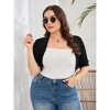 Women Plus Size Cardigan 3/4 Sleeve Crew Neck Bolero Sweaters Open Front Knit Bolero Shrugs - 4 of 4