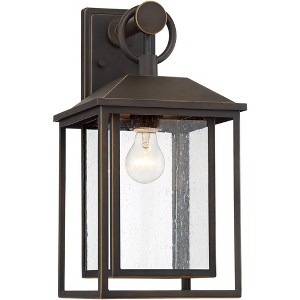 John Timberland Califa Mission Outdoor Wall Light Fixture Bronze 18" Clear Textured Glass for Post Exterior Barn Deck House Porch Yard Posts Patio - 1 of 4