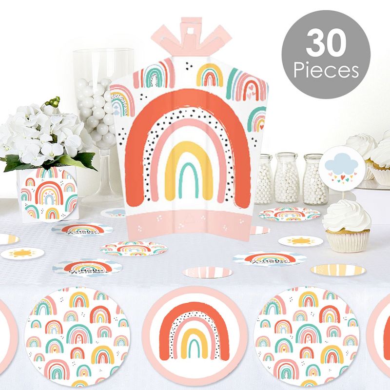 Big Dot of Happiness Hello Rainbow - Boho Baby Shower and Birthday Party Decor and Confetti - Terrific Table Centerpiece Kit - Set of 30, 2 of 9