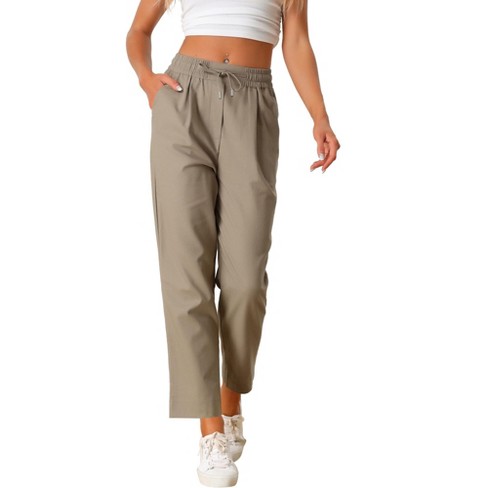 Women's Cargo Pants Elastic Waist Drawstring Tapered Jogger Pants