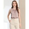 Allegra K Women's Satin Round Neck Sleeveless Work Office Pleated Blouse - 3 of 4