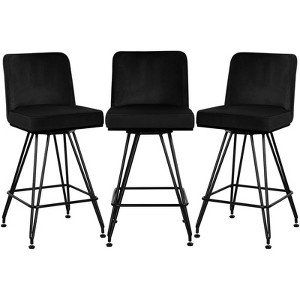 Bekrvio 26" Swivel Counter Height Bar Stools with Back-Faux Leather/Velvet Upholstered, V-Shaped Metal Legs-Modern Counter Stools for Kitchen Island - 1 of 4