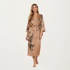 Anna-Kaci Lounge Women's Long Satin Floral Print Robe with Waist Tie and Wide Sleeves - 4 of 4
