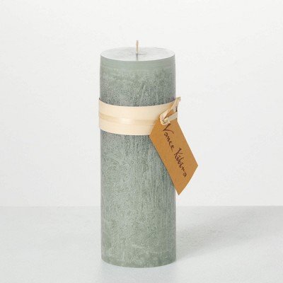 Vance Kitira 9" Sage Timber Pillar Candle ,Scentless, Clean-Burning, Environmental Friendly