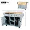 Tramull Kitchen Island Cart with Drop-Leaf Countertop, 5-Wheel Mobile Cabinet with 3 Drawers, Adjustable Shelves & Spice - 2 of 4