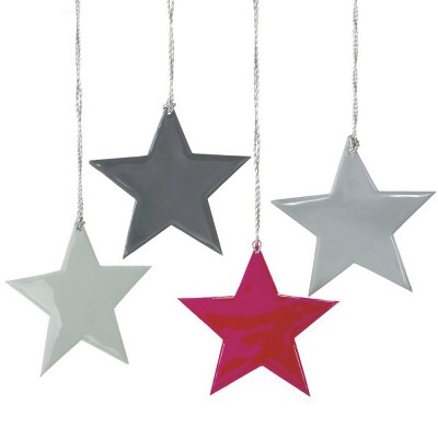 Ganz 4ct Small Whimsical Star Silhouette Christmas Ornament Set 4" - Red/Gray