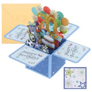 Unique Bargains 3D Pop-Out Gold Foil Birthday Card with Greeting Card and Envelope - 1 of 4