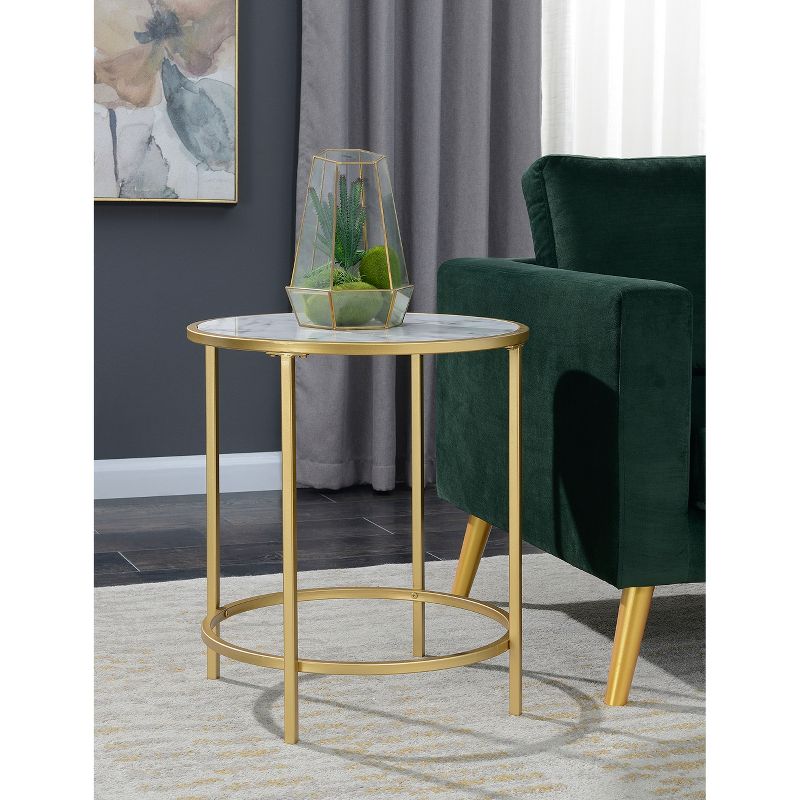 Gold Coast Deluxe Mirrored Round End Table - Johar Furniture , 4 of 9