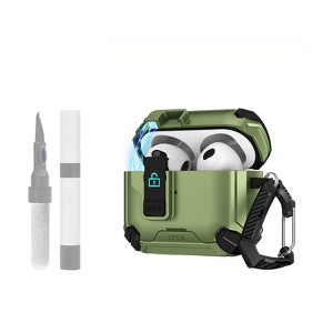 HTUTWOO For Airpods 4th Gen Case With Keychain, Secure Lock Design Convenient Bracket Support Wireless Charging Shockproof Full Body Cover - 1 of 4