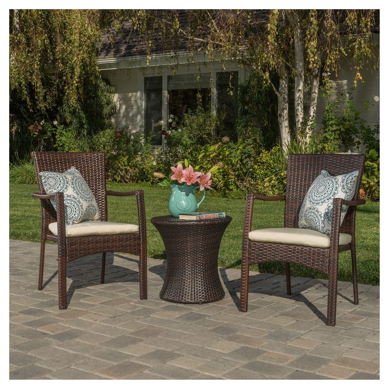 Corsica 3pc All-Weather Wicker Patio Chair Set - Brown - Christopher Knight Home, 1 of 6