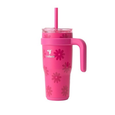 Reduce 24oz Cold1 Vacuum Insulated Stainless Steel Straw Tumbler Mug Pink: Dishwasher-Safe, Flip-Top Lid