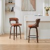 SEYNAR PU Leather 360 Degree Swivel Open Back Bar Stools Wood Legs Set of 2 - 2 of 4