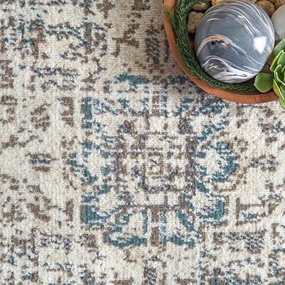 Tanith Cream and Gray Medallion Synthetic Area Rug