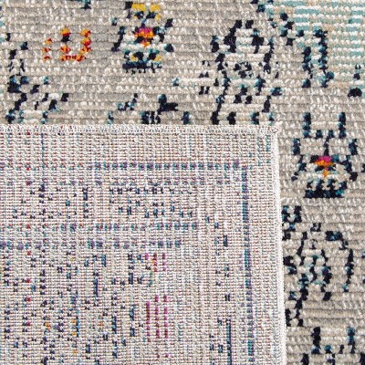 Crystal Blue and Grey Hand-knotted Synthetic Square Rug