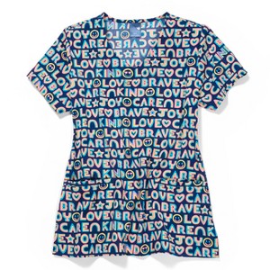 Zoe and Chloe Zoe+Chloe V-Neck Border Print Scrub Top - 1 of 1