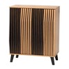 Baxton Studio Bergen Two Tone Wood 2 Door Storage Cabinet Oak Brown/Espresso: PVC Accent Cabinet with Fixed Shelves - 2 of 4