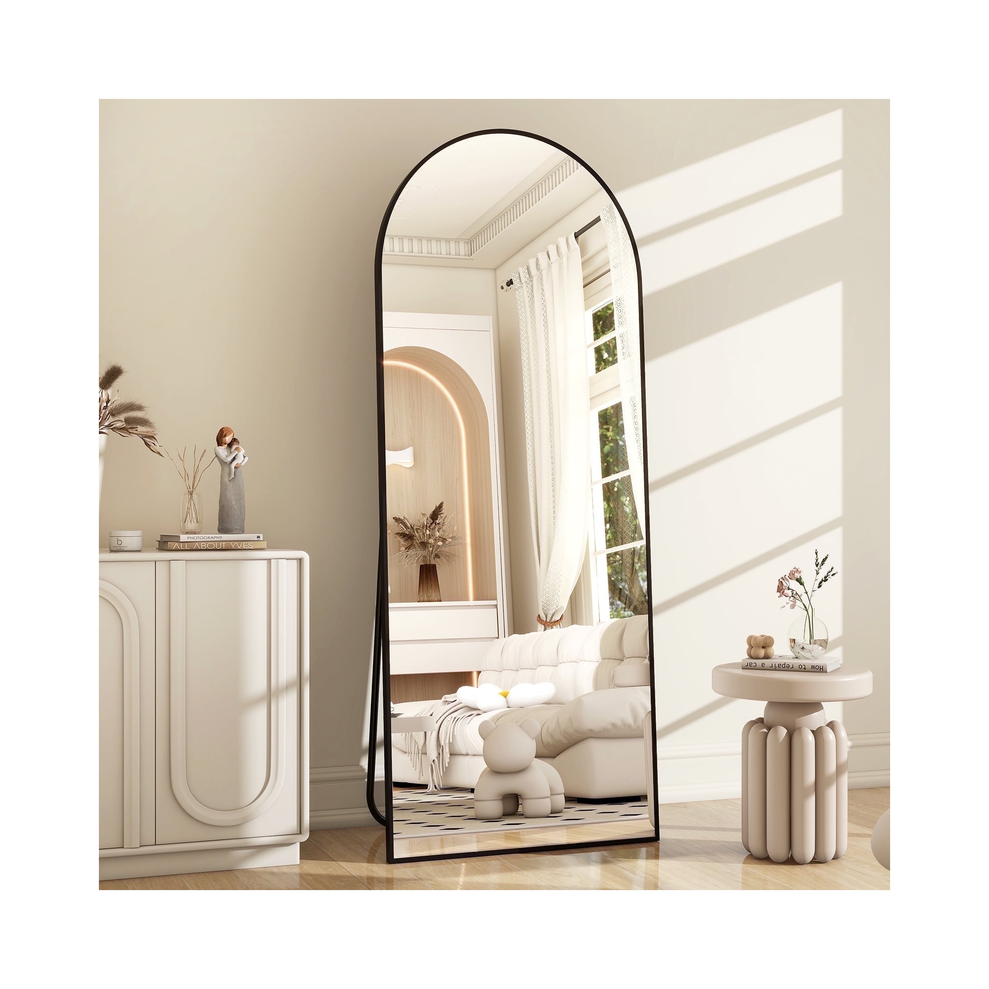 BEAUTYPEAK Full Length Mirror Floor Mirror Arched Standing Full Body Floor Mirror