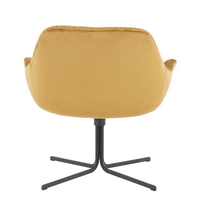 Chartreuse Velvet Swivel Accent Chair with Black Metal Base