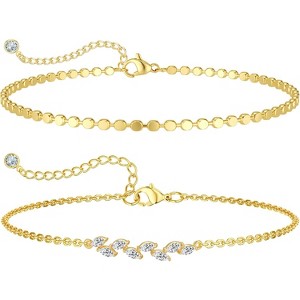 14K Gold Anklets for Women Waterproof Ink Anklets Set Layered Anklet Bracelets - 1 of 4