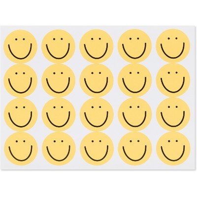 600 Pack, 1 Smiling Happy Smile Face Stickers, Yellow