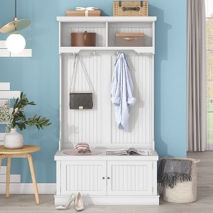 NicBex Hall Tree with Storage Bench and Shoe Rack for Entrance Multifunctional Coat Rack with Top Storage Compartment for Living Room - 1 of 4