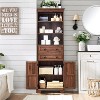 SinCiDo 72" Tall Farmhouse Bathroom Storage Cabinet, Adjustable Shelves & Barn Door & 2 Drawers for Bathroom, Living Room, Kitchen - 3 of 4