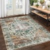 Runner Rug Kitchen Hallway Entryway – Vintage Floral Oriental Design Non-Slip Stain Resistant Low Pile Floor Covering - 4 of 4