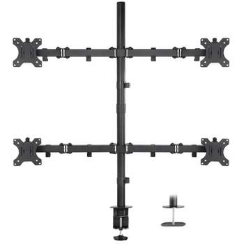 Mount-It! Height Adjustable 4 Monitor Stand Arms | Quad Monitor Desk Mount | Fits Four Computer Screens 19 - 32 in. | C-Clamp and Grommet Bases