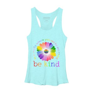 Women's Design By Humans In A World Where You Can Be Anything Be Kind Lgbt By DragonTee Racerback Tank Top - Ocean Heather - X Large - 1 of 2