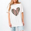 Simply Sage Market Leopard Baseball Heart Short Sleeve Tee - 2XL - Oatmeal - 2 of 4