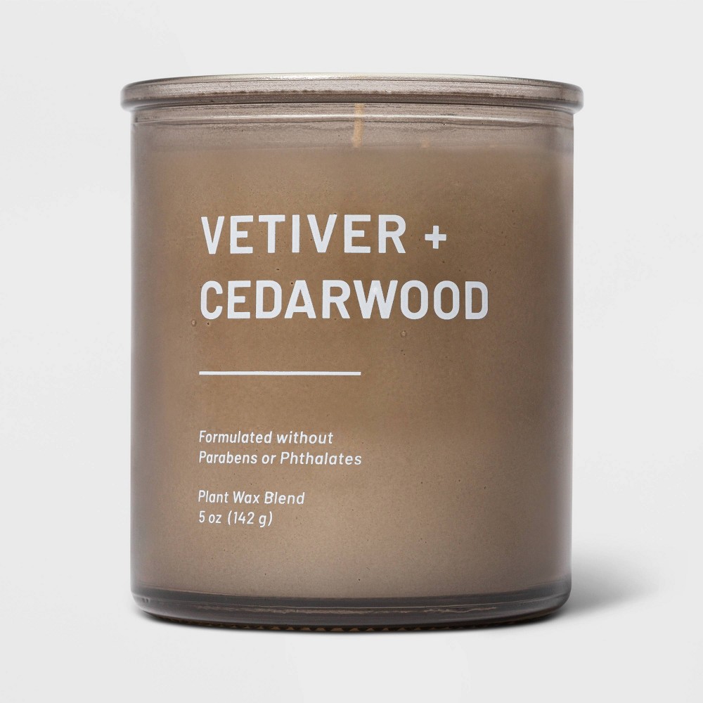 Photos - Other interior and decor Tinted Glass Vetiver + Cedarwood Jar Candle Light Brown 5oz - Threshold™