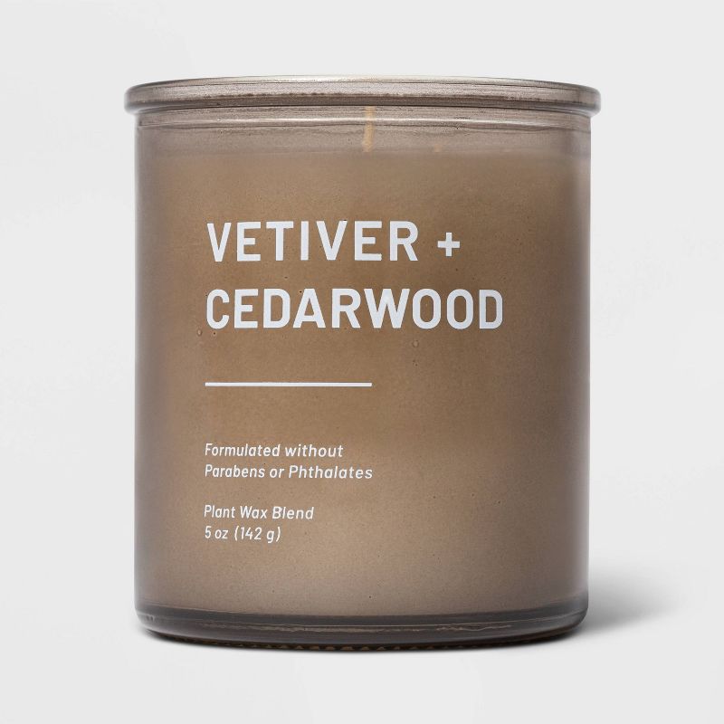 Tinted Glass Vetiver + Cedarwood Jar Candle Light Brown - Threshold™, 1 of 6