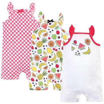 Touched by Nature Baby Girl Organic Cotton Rompers 3pk, Fruit