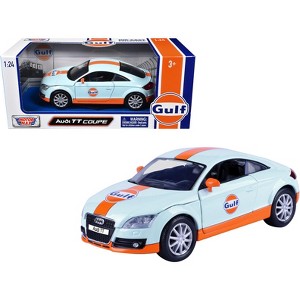 Audi TT Coupe "Gulf Oil" Light Blue with Orange Stripes "Gulf Die-Cast Collection" 1/24 Diecast Model Car by Motormax - 1 of 3