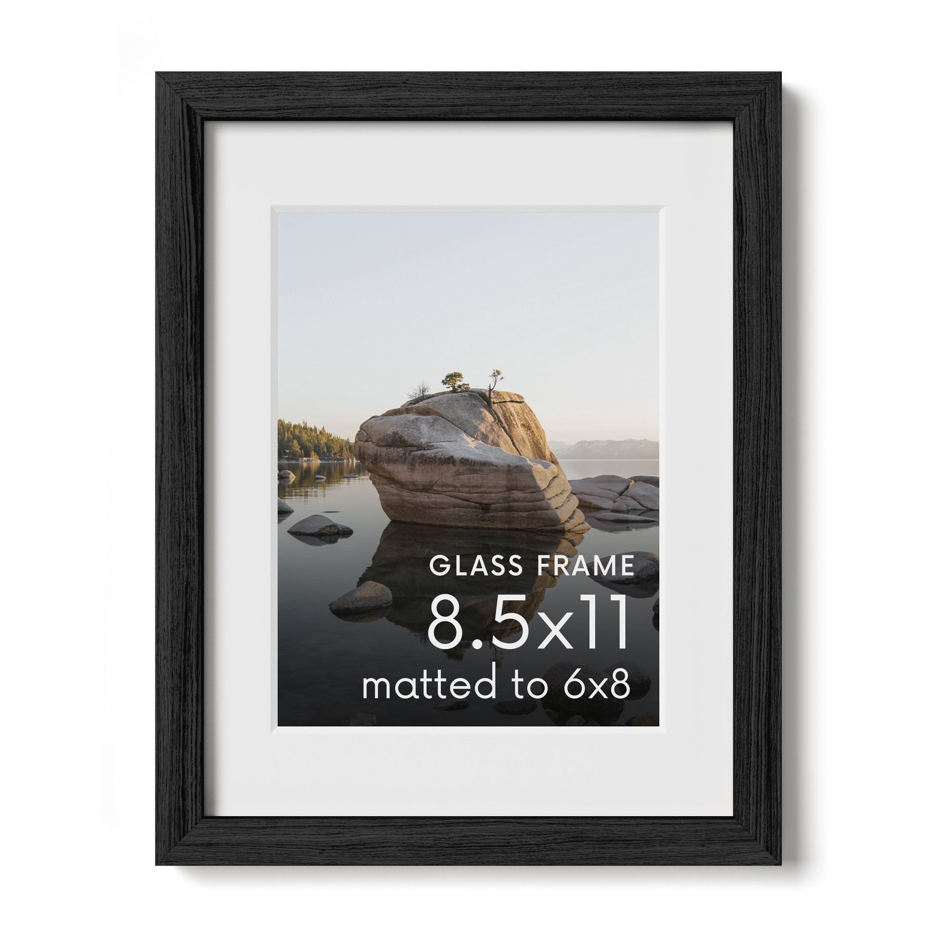 Haus and Hues Oak Picture Frame with Glass, Black, 8.5x11