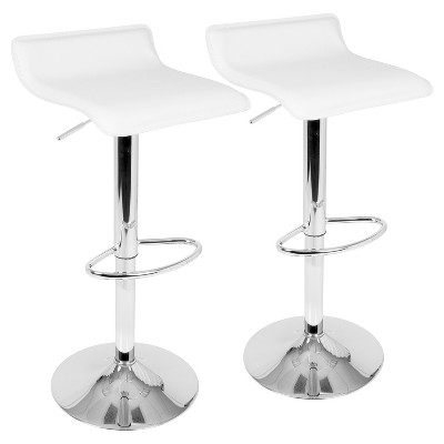 Set Of 2 Ale Contemporary Adjustable Barstool White Lumisource Chrome plated Swivel Low Back Target