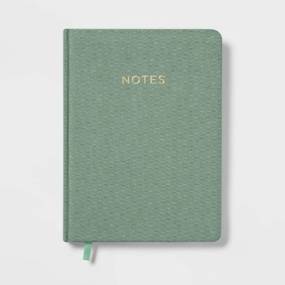 240 Sheet College Ruled Journal 7.75"x5.5" Green Linen - Threshold™: Dark Green Hard Cover, Acid-Free, Rounded Corners