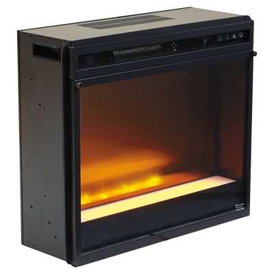 23.75" Electric Fireplace Insert with LED Lit Display Black - Benzara