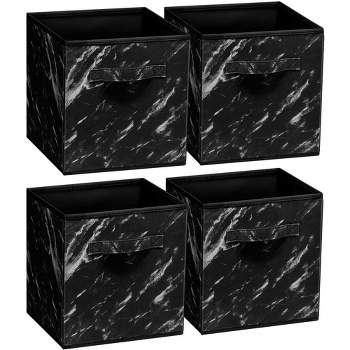 Sorbus 11 Inch 4 Pack Printed Fabric Foldable Storage Cube Bins with Handle - Organization & Storage for Closet, Bedroom, and more