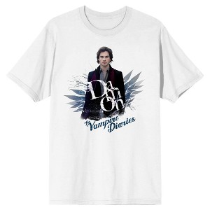 Vampire Diaries Damon Salvatore White Letters Men's White T-shirt - 1 of 1