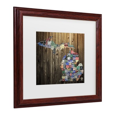 Trademark Fine Art -Design Turnpike 'Michigan Counties License Plate' Matted Framed Art