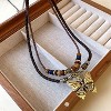 Boho Necklace for Women,Vintage Butterfly Necklace Adjustable Wooden Beads Layered Braided Necklace Fashion Tribal Style Leather Rope Necklace Jewelry - 2 of 4