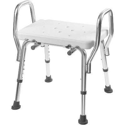 DMI Shower Chair Bath Seat for Tub or Shower Bench for Inside Shower, Made of Non Slip Aluminum with Plastic Seat, No Tools Needed, Adjustable Height,