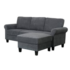 2pc Francis Fabric Sofa & Ottoman Set Charcoal - Abbyson Living, Grey