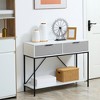 HOMCOM Modern Console Table with 2 Drawers and Open Shelf, Sofa Table for Entryway, Living Room and Hallway, White - 3 of 4