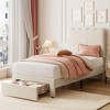 Coucheta Twin Bed Frame with Storage & Headboard, Velvet Upholstered (Color: Flannel White) - 4 of 4