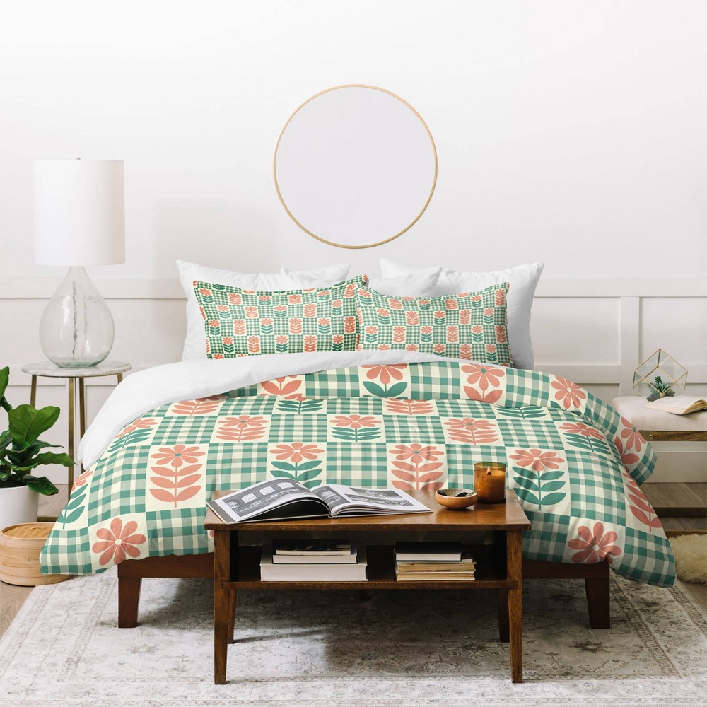 Photos - Duvet Deny Designs Queen Jenean Morrison Gingham Floral  Cover and Pillow S