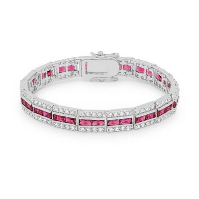 ShineHigh Cubic Zirconia Bracelets - Balboa & Oval Styles - Silver Tone - Multiple Colors