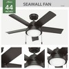 Hunter Fans 44" Noble Bronze Seawall Lighted Ceiling Fan with LED Pull Chain Wet Rated Finish - 2 of 3